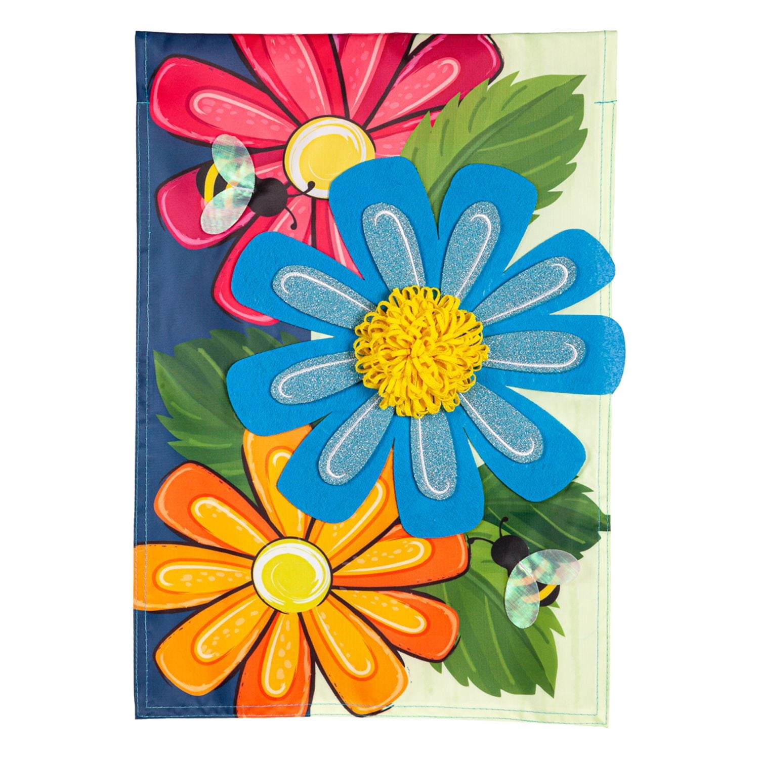 Spring Floral Applique House Flag