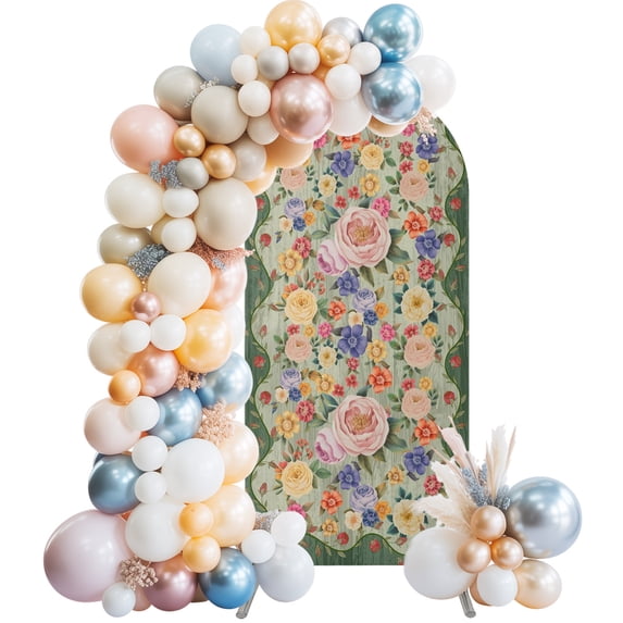 Spring Floral Arch Backdrop Covers 7.2 FT, Country Retro Pink Rose ...