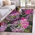 thumbnail image 1 of Spring Floral Area Rug 3x5 Washable Rug Non Slip Pink Purple Lily Dandelion Leaves Botanical Large Area Rug Indoor Floor Carpet for Entryway Bedroom Kitchen Living Room Home Office Dining Room, 1 of 8