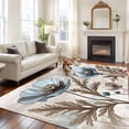 thumbnail image 1 of Spring Floral Area Rug 5x7 FT, Non Slip Bedroom Throw Carpet, Teal Tulip Farmhouse Retro Botanical Herb Washable Soft Floor Carpet Non-Shedding Rug for Dining Room Bedside Classroom Desk, 1 of 9