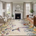 thumbnail image 1 of Spring Floral Area Rug 5x7 Washable Rug Non Slip Daisy Sunflowers Wisteria Hummingbird Beige Large Area Rug Soft Stainresistant Indoor Floor Carpet for Living Room Bedroom Home Office Dining Room, 1 of 8