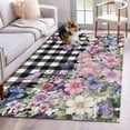 thumbnail image 1 of Spring Floral Area Rugs 3'x5', Washable Small Throw Rugs for Living Room Bedroom, Black White Checkered Farmhouse Butterfly Indoor Outdoor Rug Non-Slip Low Pile Carpet Runner Reversible Floor Mats, 1 of 8