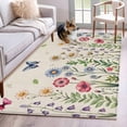 thumbnail image 1 of Spring Floral Area Rugs 3'x5', Washable Small Throw Rugs for Living Room Bedroom, Pink Blue Flowers Butterfly Rustic Indoor Outdoor Rug Non-Slip Low Pile Carpet Runner Reversible Floor Mats, 1 of 8