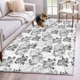 thumbnail image 1 of Spring Floral Area Rugs 4'x6', Washable Small Throw Rugs for Office Bathroom, Grey Dandelion Plants Pastoral Flower Botanical Indoor Outdoor Rug Non-Slip Low Pile Carpet Runner Reversible Floor Mats, 1 of 8