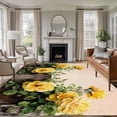 thumbnail image 1 of Spring Floral Area Rugs 5'x7', Washable Small Throw Rugs for Laundry Room Playroom, Yellow Roses Flowers Rustic Botanical Pink Indoor Outdoor Rug Non-Slip Low Pile Carpet Runner Reversible Floor Mats, 1 of 8