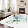 thumbnail image 1 of Spring Floral Area Rugs 5x7 ft Blue Hydrangea Flower Leaves Plant Bottle Washable Rug Non Slip Indoor Carpet Absorbent Floor Mat for Living Room Bedroom Dining Room, 1 of 9