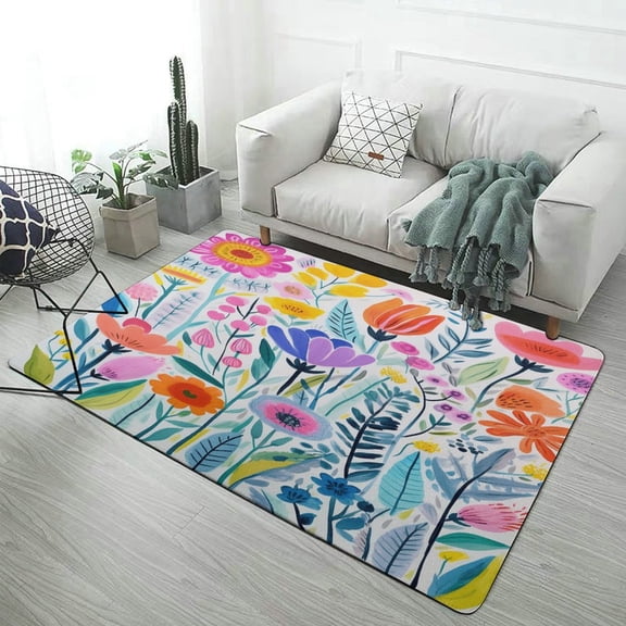 Spring Floral Area Rugs Carpet Suitable for Living Room Kitchen Bedroom Laundry Room Home Decorations