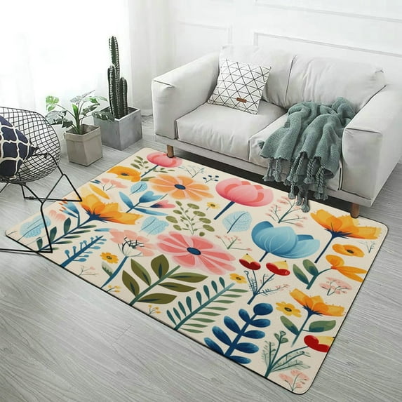 Spring Floral Area Rugs Carpet Suitable for Living Room Kitchen Bedroom Laundry Room Home Decorations