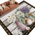 thumbnail image 1 of Spring Floral Area Rugs Collection 5'x7', Pastoral Bottle Flowers Wood Brown Plaid Non Slip Indoor Rectangle Throw Runner Rug Floor Mat Carpet for Living Room Dining Table Bedroom Nursery, 1 of 9