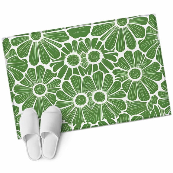 Spring Floral Area&nbsp;Rug 2x3ft Watercolor Rustic Green Vintage Flower Plant Non-Slip&nbsp;Washable Square&nbsp;Rugs Soft Felt Indoor Floor Mat for Bedroom Kitchen Living Room Bathroom