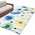 thumbnail image 1 of Spring Floral Area&nbsp;Rug 3x5ft Blue Yellow Poppy Watercolor Flowers Non-Slip&nbsp;Washable Square&nbsp;Rugs Soft Felt Indoor Floor Mat for Bedroom Kitchen Living Room Bathroom, 1 of 9