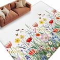 thumbnail image 1 of Spring Floral Area&nbsp;Rug 5x8ft Pink Red Wildflower Plant Butterfly Non-Slip&nbsp;Washable Square&nbsp;Rugs Soft Felt Indoor Floor Mat for Bedroom Kitchen Living Room Bathroom, 1 of 9
