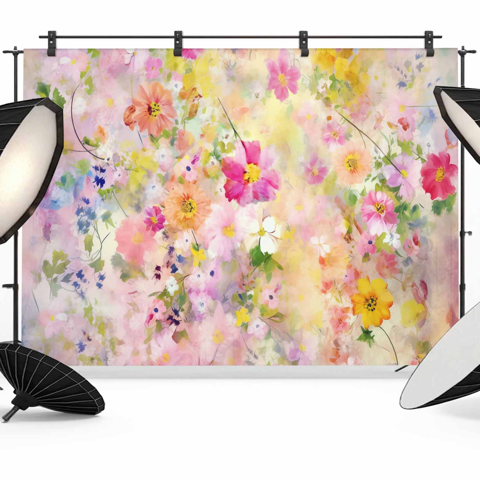 Botanical Backdrop Spring Floral Backdrop for Photography,Fabric Photo Background Backdrop ...