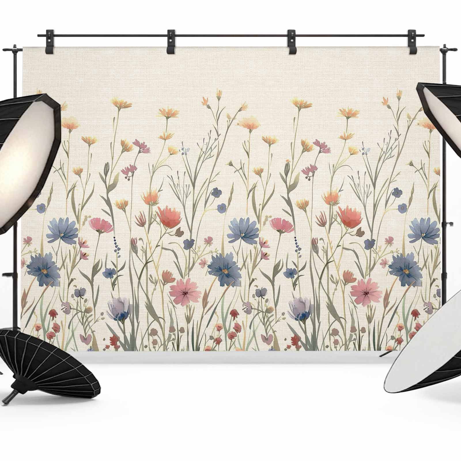 Botanical Backdrop Spring Floral Backdrop for Photography,Fabric Photo Background Backdrop ...