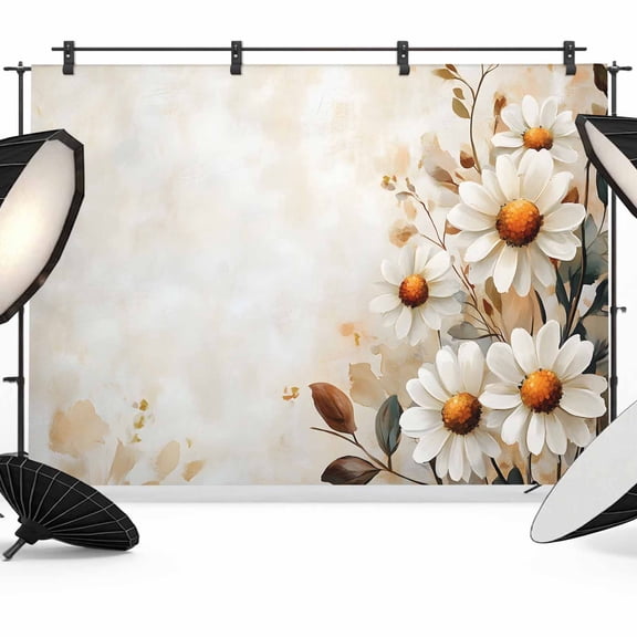 Spring Floral Backdrop for Photoshoot,Photography Photo Studio Background Wall Backdrop,Daisy Summer Botanical Vintage Flowers Back Drop Banner Panel for Portraits Wedding Party Live Streaming 7x5Ft