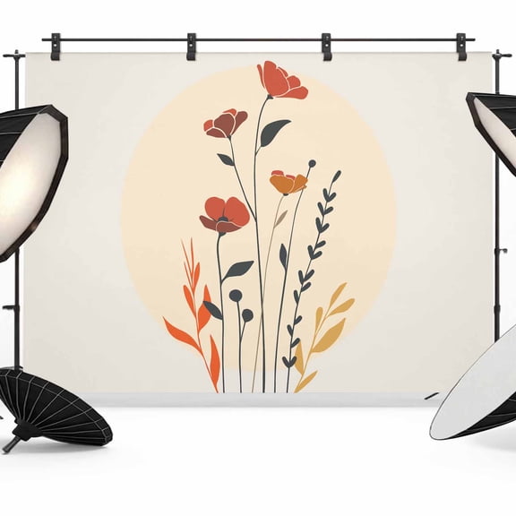 Spring Floral Backdrop for Photoshoot,Photography Photo Studio Background Wall Backdrop,Middle Century Summer Botanical Boho Back Drop Banner Panel for Portraits Wedding Party Live Streaming 7x5Ft