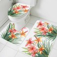thumbnail image 1 of Spring Floral Bathroom Rugs Set Watercolor Vintage Red Yellow Flower Green Leaf Non Slip Absorbent Soft Bath Mats 3 Piece Set with Bathroom Rug, U-Shaped Floor Mat, Toilet Seat Cover Large Size, 1 of 9