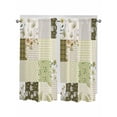 thumbnail image 1 of Spring Floral Bathroom Window Curtain, Yellow Flowers Botanical Patchwork Grid Bohemia Light Filtering Coffee Kitchen Curtains, Bedroom Living Room Curtains 2 Panel 84"x63", 1 of 6
