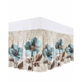 thumbnail image 1 of Spring Floral Bed Skirt King Size, Teal Tulip Vintage Botanical Summer Wrap Around Bed Skirting with Adjustable Elastic Strap, Dust Ruffled Pleated Bedskirts 18 Inch Drop for Bedroom King Beds, 1 of 9