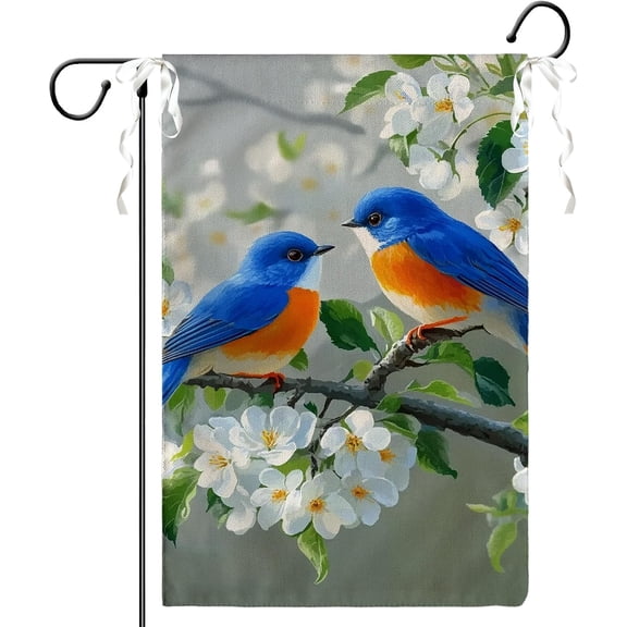 Spring Floral Birds Garden Flags 12x18 Double Sided Small Spring Summer Flowers Garden Yard Flags for Outside Outdoor Garden Lawn Decorations