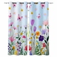 thumbnail image 1 of Spring Floral Blackout Curtains for Bedroom/Living Room, Butterflies Botanical Blue Ombre Thermal Insulated Kitchen Drapes with Grommets, Light Blocking Window Treatment, 2 Panels 27.5" x 39", 1 of 7