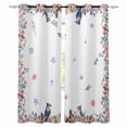 thumbnail image 1 of Spring Floral Blackout Curtains for Bedroom Living Room Darkening Curtains 84 Inch Length 2 Panels Set Watercolor Flower Butterflies Birds Plant Window Curtain Window Treatment Grommet Drapes 52"x84", 1 of 9
