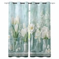 thumbnail image 1 of Spring Floral Blackout Curtains for Bedroom Living Room Darkening Curtains 84 Inch Length 2 Panels Set Watercolor Summer Flowers Teal White Window Curtain Window Treatment Grommet Drapes 52"x84", 1 of 9