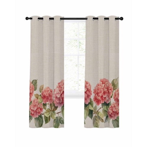 Spring Floral Blackout Curtains for Bedroom Living Room, Pink Flower 90 In Long Thermal Insulated Room Darkening Drapes Grommet Window Treatments, 52 x 90 In
