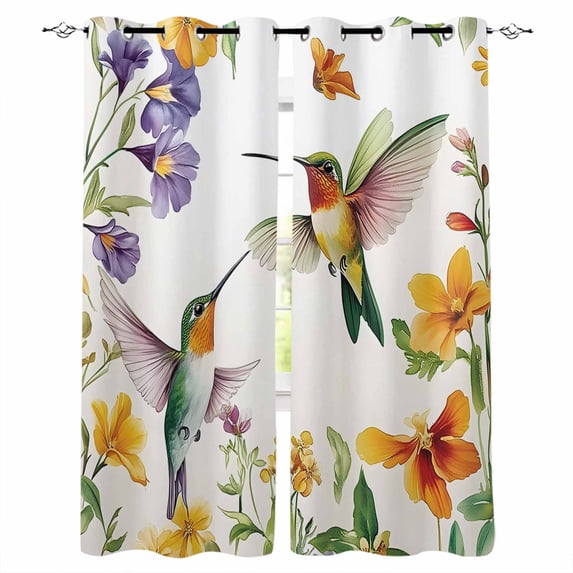 Bird Protective Windows Spring Floral Blackout Curtains for Bedroom/Living Room, Thermal ...