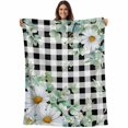 thumbnail image 1 of Spring Floral Blanket Soft Cozy Warm Throw Blanket for Couch, Plush Fuzzy Flannel Fleece Blankets for Sofa, Daisy Eucalyptus Leaves Black White Plaid Bed Blankets Lightweight Gifts for Women, 50"x60", 1 of 9