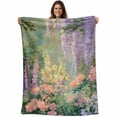 thumbnail image 1 of Spring Floral Blanket Soft Cozy Warm Throw Blanket for Couch, Plush Fuzzy Flannel Fleece Blankets for Sofa, Forest Leaves Trees Blossom Oil Painting Bed Blankets Lightweight Gifts for Women, 30"x40", 1 of 9
