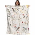 thumbnail image 1 of Spring Floral Blanket Soft Cozy Warm Throw Blanket for Couch, Plush Fuzzy Flannel Fleece Blankets for Sofa, Summer Birds Botanical Country Bed Blankets Lightweight Gifts for Women, 40"x50", 1 of 9