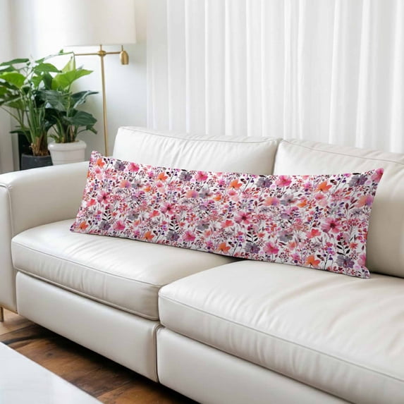 Spring Floral Body Pillow Covers 20"x60", Modern Watercolor Flowers Botanical Soft Brushed Microfiber Breathable Throw Pillow Covers, Pillowcase with Zipper for Couch Sofa Bedroom Living Room