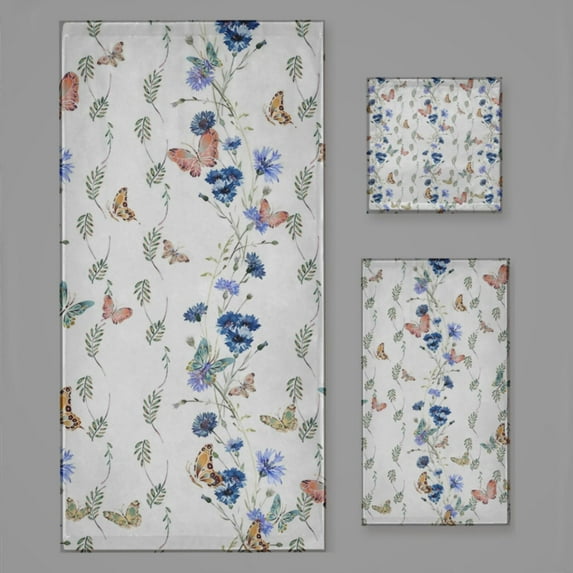 Spring Floral Butterfly Bath Towel Sets For Bathroom Hand Towels Fingertip Towels 3 Piece Soft Absorbent For Bathroom Kitchen Hotel Beach