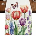 thumbnail image 1 of Spring Floral Butterfly Flowers Summer Tulip Botanical Table Runner for Dining Table, Decorative Table Linen for Kitchen, Dining Room Tabletop Décor, Machine Washable, 13"x90", 1 of 9