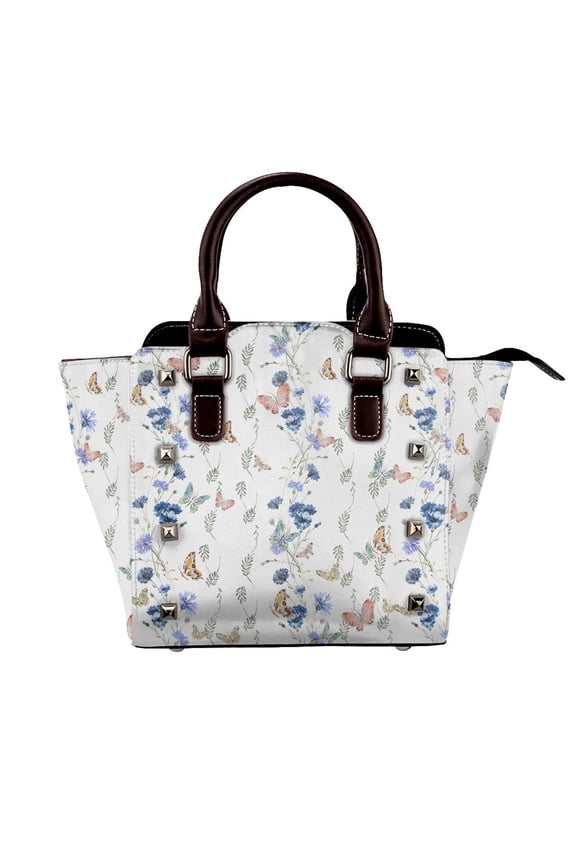 Spring Floral Butterfly Rivet Fashion One-Shoulder Women's Handbag Tote Bag