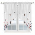 thumbnail image 1 of Spring Floral Butterfly Swag Valances for Windows, Kitchen Curtains 36 Inch Length 2 Panels Set, Farmhouse Flowers Botanical Short Curtains for Small Windows Rod Pocket Cafe Curtains Drapes 28"x36", 1 of 8