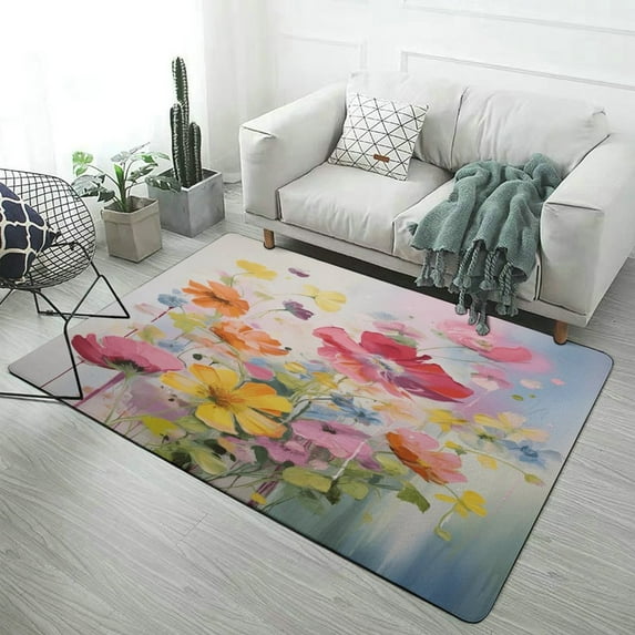 Spring Floral Carpet Rug for Home Living Room Bedroom Sofa Doormat Decor Area Rug Non-slip Mat