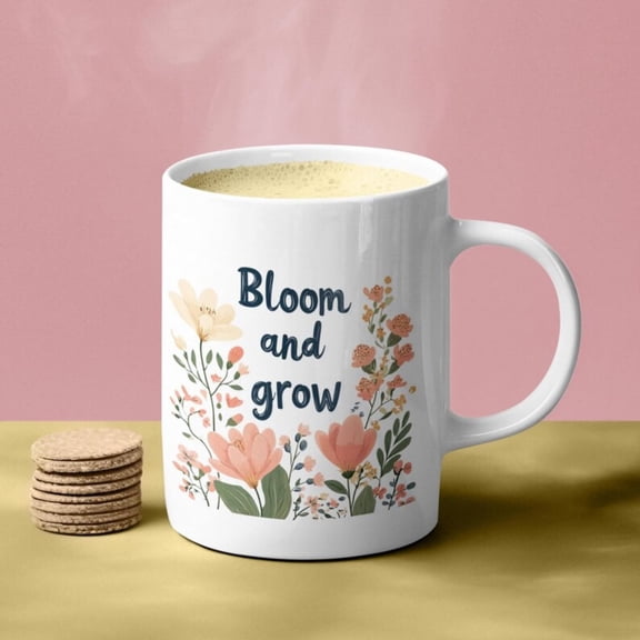 Spring Floral Ceramic Mug Bloom and Grow Design, oz.jpg