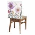 thumbnail image 1 of Spring Floral Chair Covers Set of 6 Purple Wildflowers Watercolor Leaves Plant Chair Back Covers Stretch Removable Washable Slipcovers Protector for Dining Room Kitchen Party Decor, 1 of 9