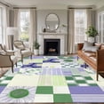 thumbnail image 1 of Spring Floral Checkered 5'x7' Area Rug, Sage Green Purple Buffalo Plaid Washable Non-Slip Soft Rugs, Low-Pile Large Carpet for Living Room Bedroom Dining Room, Non-Shedding Accent Rug, 1 of 9