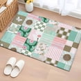 thumbnail image 1 of Spring Floral Checkered Entryway Rug 2'x3'&nbsp; Non Slip Front Door Mats, Turquoise Pink Buffalo Plaid Entrance Rugs Indoor Outdoor Carpet, Washable Floor Mats Small Area Rug for Bedroom Kitchen, 1 of 8