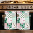 thumbnail image 1 of Spring Floral Checkered Kitchen Towels Set of 1, Turquoise Pink Buffalo Plaid Absorbent Dish Towels for Kitchen, Microfiber Hand Towel, Quick Drying Tea Towel for Cleaning Decorative Dishcloths, 1 of 7