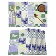 thumbnail image 1 of Spring Floral Checkered Placemats Set of 6, Sage Green Purple Buffalo Plaid Placemats for Dining Table, Place Mats for Kitchen Tabletop, Waterproof Wipeable Dining Table Mats Set, 1 of 9