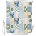 thumbnail image 1 of Spring Floral Checkered Shower Curtain, Waterproof Shower Curtains for Bathroom, Sage Green Daisy Buffalo Plaid Washable Fabric Bathtub Curtain Set Bath Decor with 12 Hooks Standard 72"x72", 1 of 8