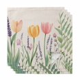 thumbnail image 1 of Spring Floral Cloth Napkins, Pink Yellow Tulip Botanical Summer Washable and Reusable Dinner Napkins Set of 4, Table Napkin for Kitchen Party Birthday Wedding Hotel Housewarming 20"x20", 1 of 8