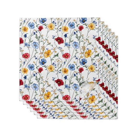 Spring Floral Cloth Napkins Set of 6, Elegant Watercolor Botanical Flower Washable Reusable Dinner Cocktail Napkin for Kitchen Party Wedding Banquet Holiday Baby Shower Table Decor