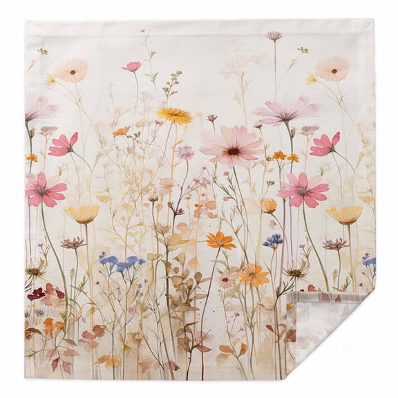Spring Floral Cloth Napkins Washable Set of 1, Pastoral Botanical Summer Flowers Vintage Reusable Dinner Table Napkins Cloth Bulk for Weddings Kitchen Restaurants Hotel Events Parties 20 x 20 Inch
