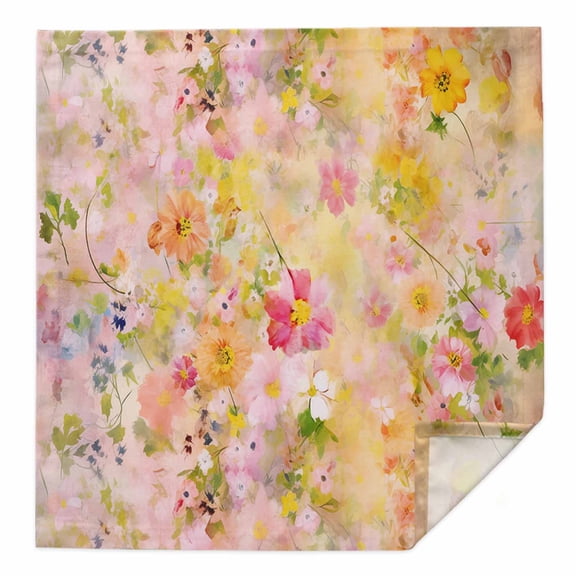 Spring Floral Cloth Napkins Washable Set of 1, Watercolor Elegant Summer Flowers Botanical Reusable Dinner Table Napkins Cloth Bulk for Weddings Kitchen Restaurants Hotel Events Parties 20 x 20 Inch