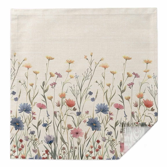 Spring Floral Cloth Napkins Washable Set of 1, Watercolor Rustic Summer Botanical Reusable Dinner Table Napkins Cloth Bulk for Weddings Kitchen Restaurants Hotel Events Parties 20 x 20 Inch